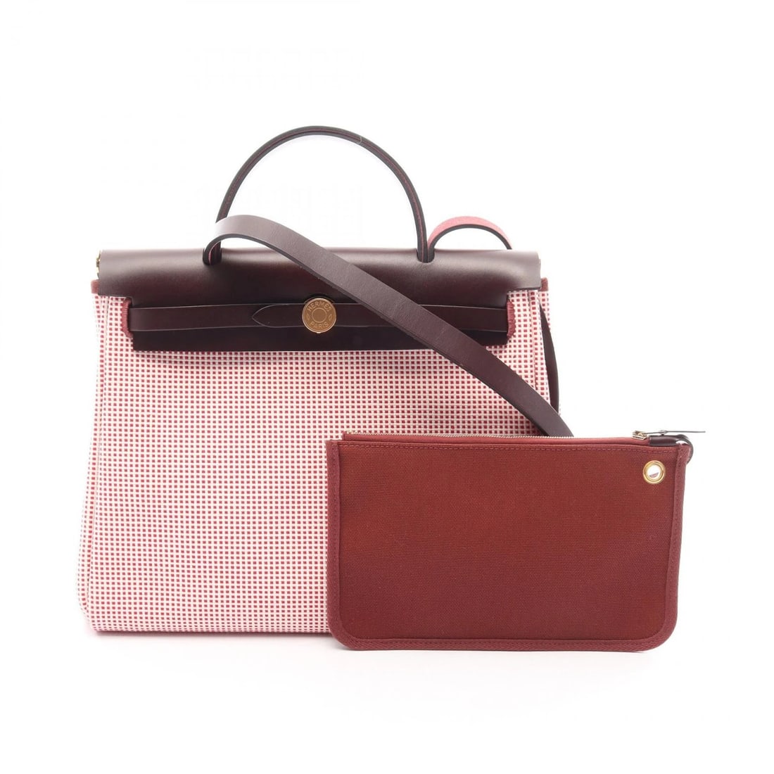 HERMES HERBAG ZIP PM SHOULDER HANDBAG CANVAS LEATHER (1 of 5)