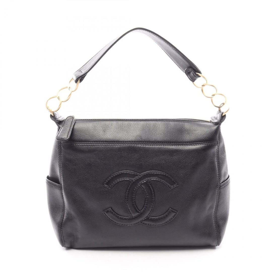 CHANEL COCO MARK HANDBAG CALFSKIN BLACK