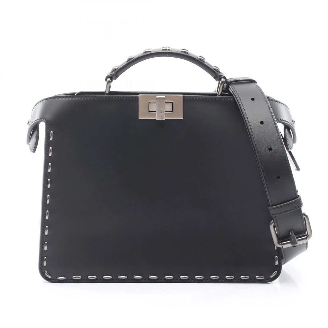 FENDI PEEKABOO ISEEU SMALL SHOULDER HANDBAG LEATHER BLACK