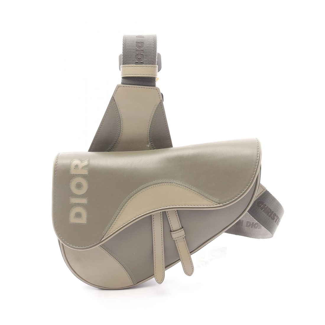 DIOR SADDLE BAG WAIST BAG CROSSBODY LEATHER KHAKI BEIGE