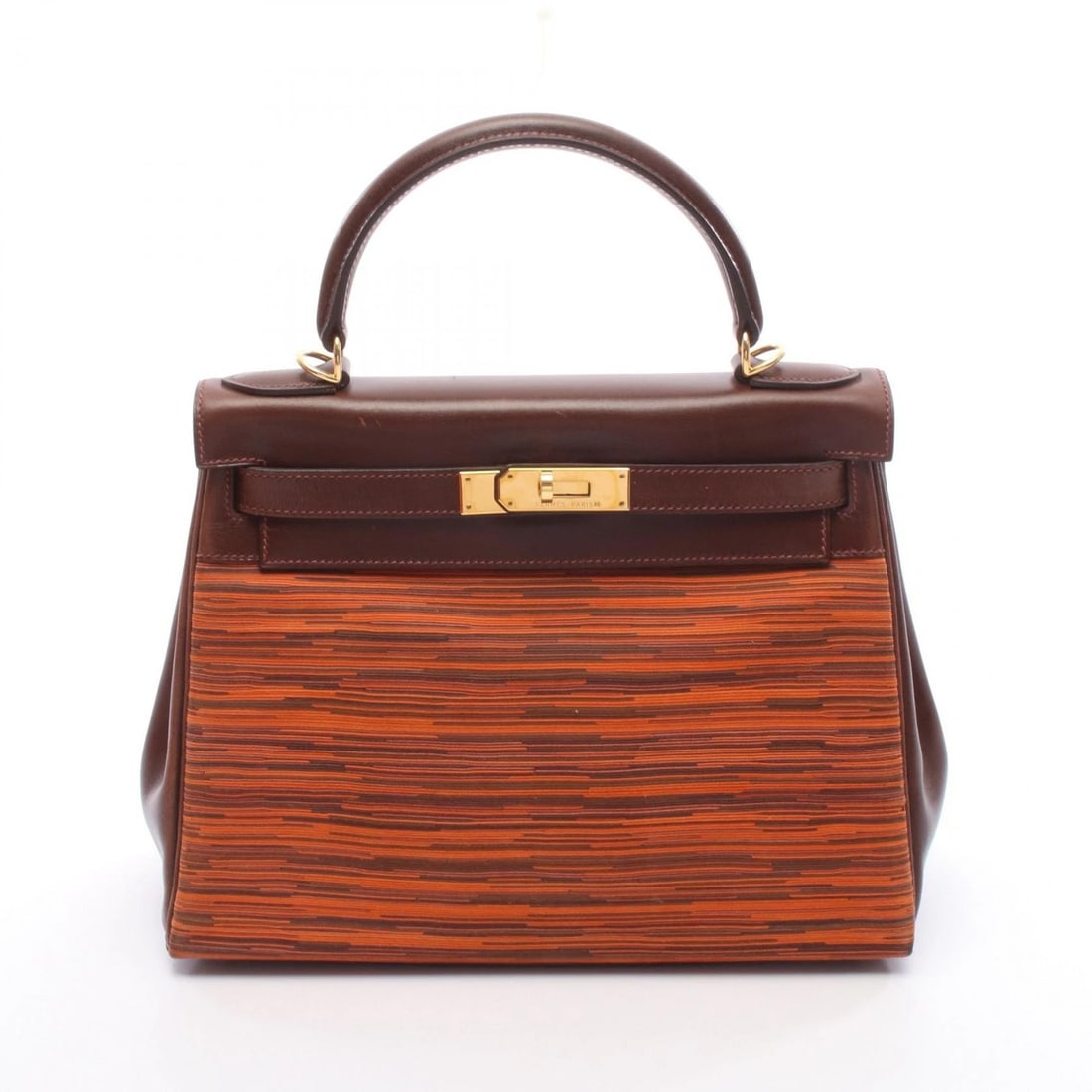 HERMES KELLY 28 SHOULDER HANDBAG VIBRATO CALF LEATHER ORANGE (1 of 6)
