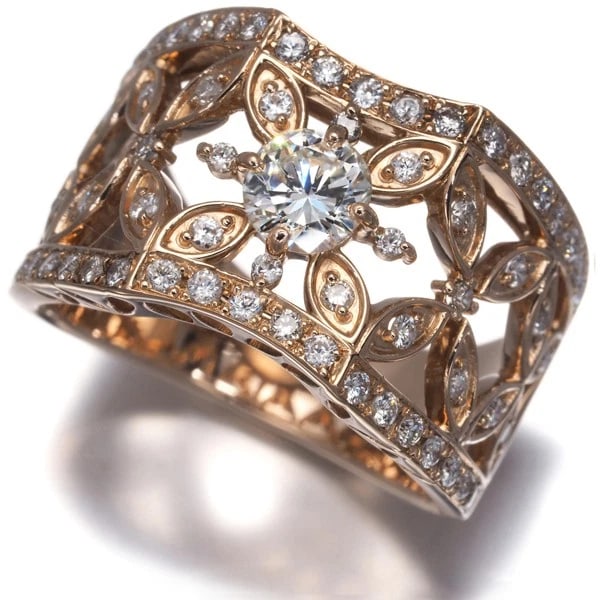 DIAMOND RING 18K 750 ROSE GOLD (1 of 3)