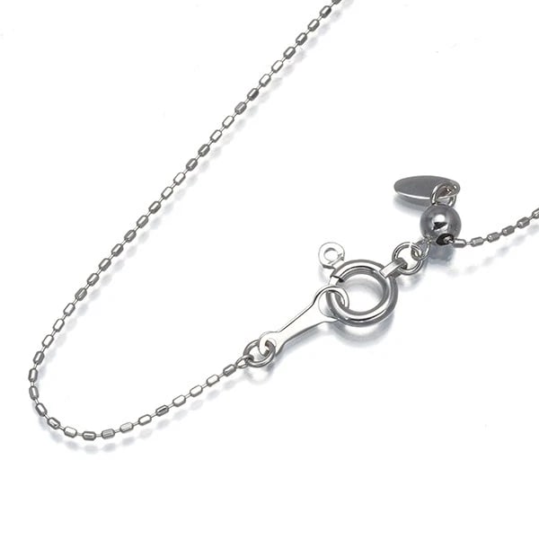 CUT BALL BEAD CHAIN NECKLACE 18K 750 WHITE GOLD