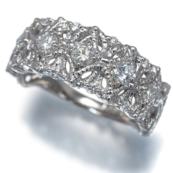 DIAMOND OPENWORK MILGRAIN RING 900 PLATINUM