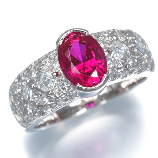 CRESCENT VERT RING LAB-CREATED RUBY PT 900 - 2