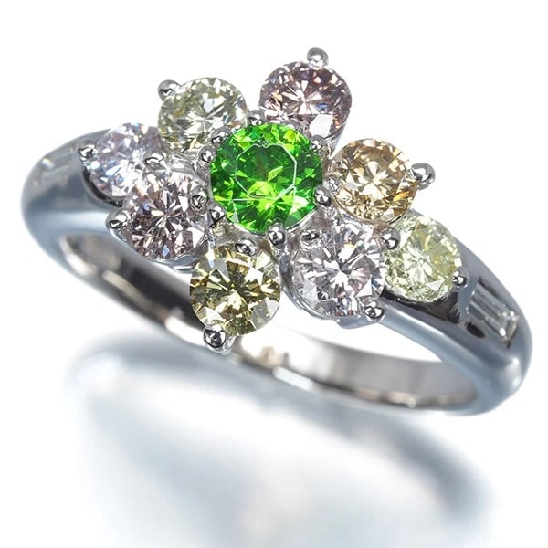 DEMANTOID GARNET RING 900 PLATINUM
