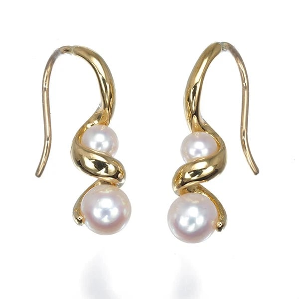 MIKIMOTO EARRINGS AKOYA PEARL 18K 750 YELLOW GOLD