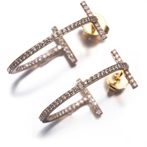 TIFFANY&CO. EARRINGS DIAMOND 18K 750 ROSE GOLD: Tiffany&Co. Earrings Diamond 18K 750 Rose Gold Brand: Tiffany & Co. Type/Style: Earring Material: 18K / 750 / Rose Gold, Main Stone Natural Color: Rose Gold Size: Design size: length 23.5 x width