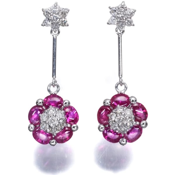 RUBY DIAMOND EARRINGS 900 PLATINUM (1 of 2)
