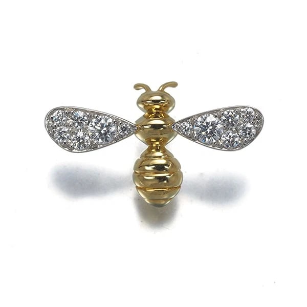 GIMEL BROOCH DIAMOND BEE PIN 18K 750 YELLOW GOLD/950 PLATINUM (1 of 3)