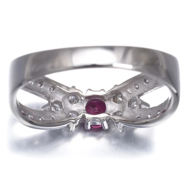 RUBY DIAMOND RING 900 PLATINUM - 3
