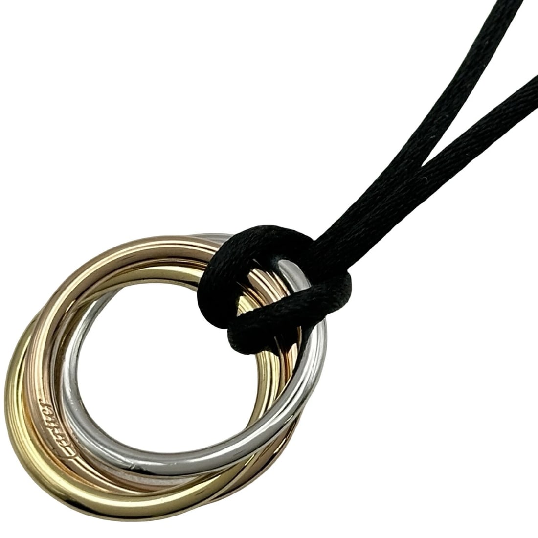 CARTIER TRINITY NECKLACE COTTON CORD GOLD/WHITE GOLD/PINK GOLD