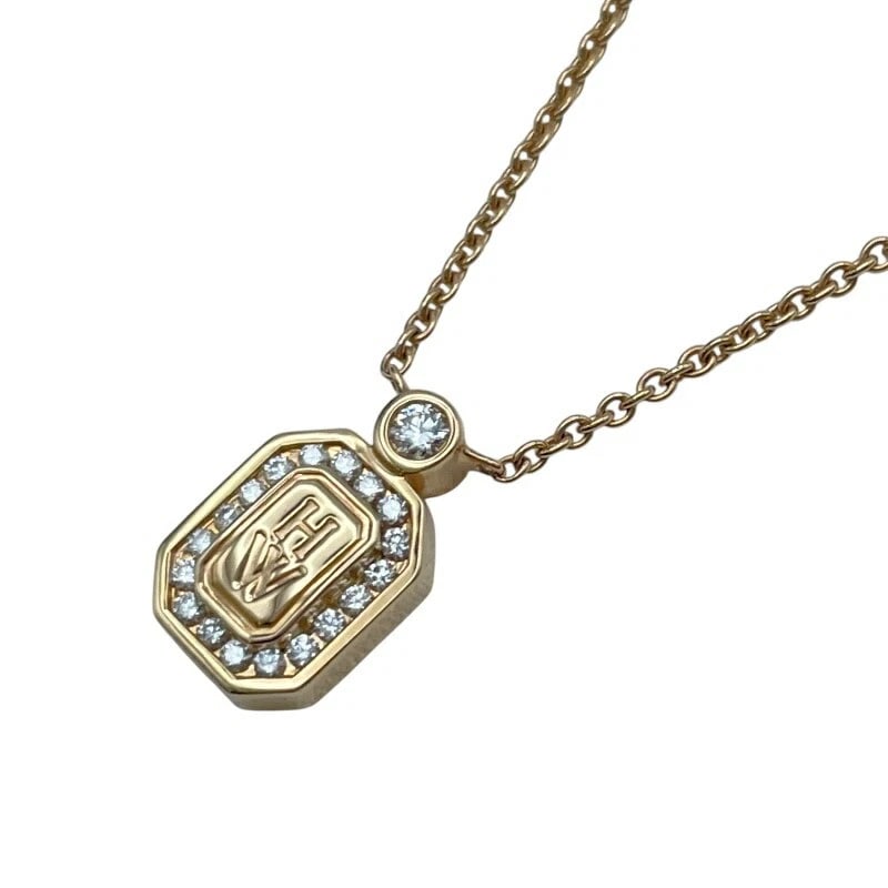 HARRY WINSTON HW LOGO DIAMOND NECKLACE: Harry Winston Hw Logo Diamond Necklace Brand: Harry Winston Type/Style: Necklace Material: 18K PG, Color: PG Size: Size Height: approx. 11.9mm Width: approx. 7.2mm Chain length: approx. 40cm