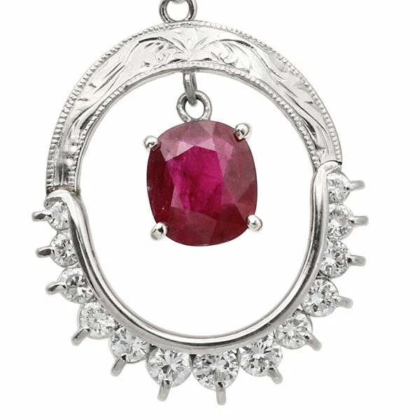 PLATINUM RUBY DIAMOND NECKLACE - 3