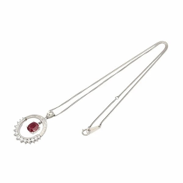 PLATINUM RUBY DIAMOND NECKLACE - 4