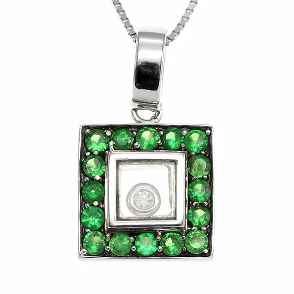 18K WG GREEN GARNET DIAMOND NECKLACE: 18K WG Green Garnet Diamond Necklace Brand: Unbranded Type/Style: Necklace Material: 18K WG, Main Stone Garnet Color: WG Size: Size Length: approx. 44cm Top: approx. W12mm x H15mm Accessories: Non