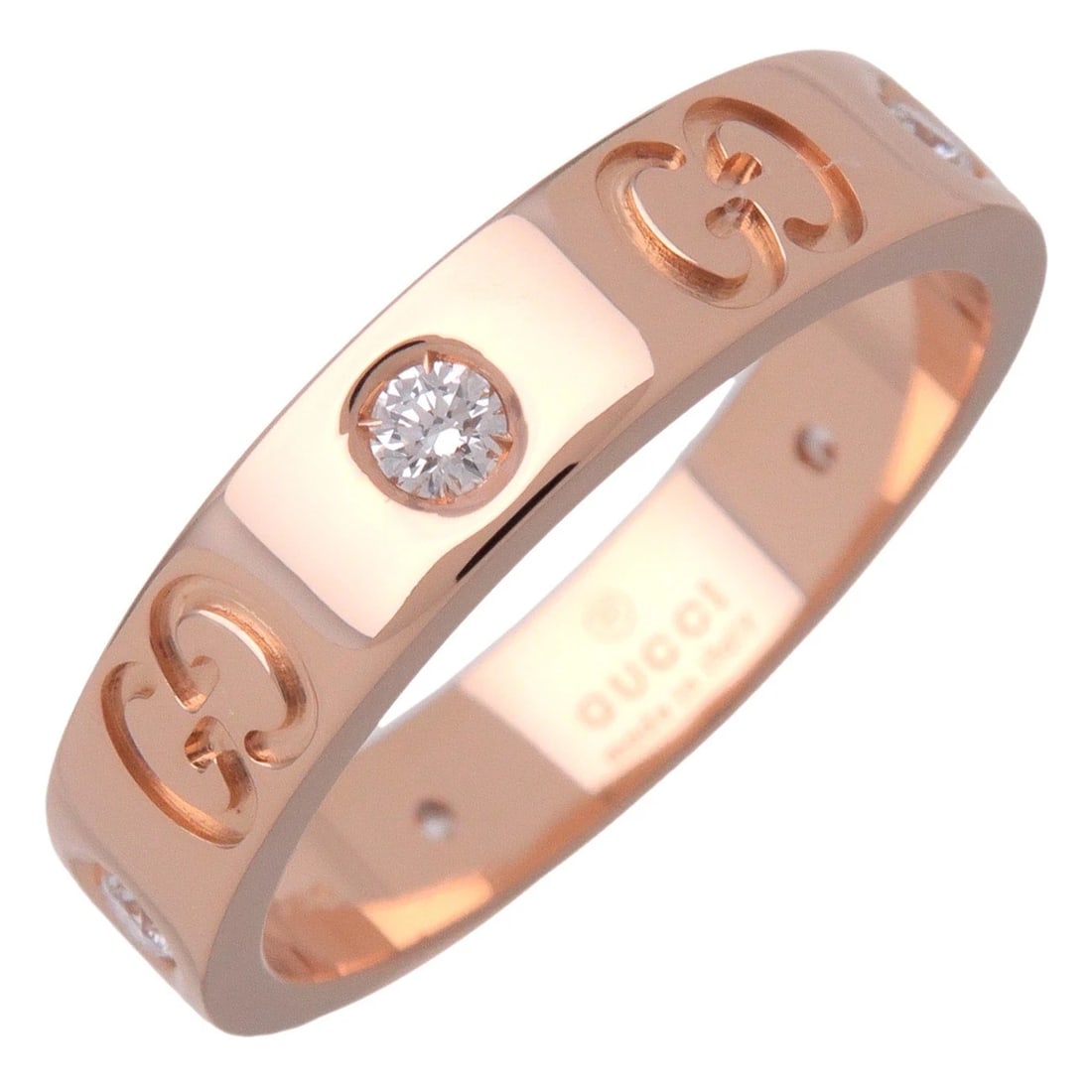 GUCCI ICON 5P DIAMOND RING 18K DIAMOND PINK GOLD