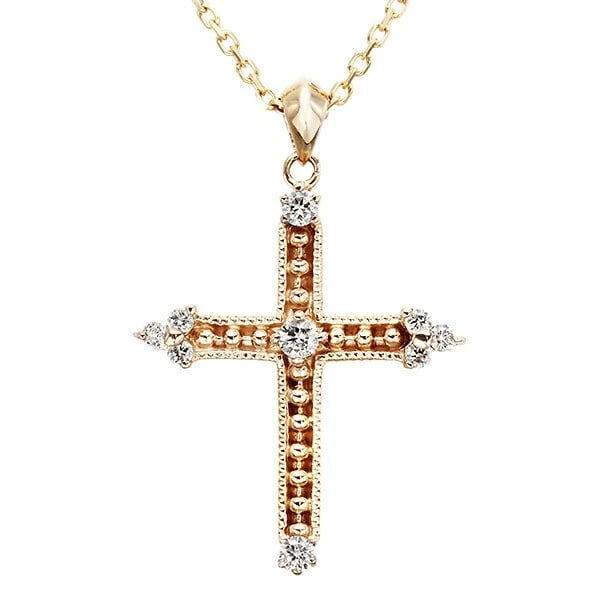 18K PG CROSS DESIGN DIAMOND SLIDE CHAIN NECKLACE (1 of 4)