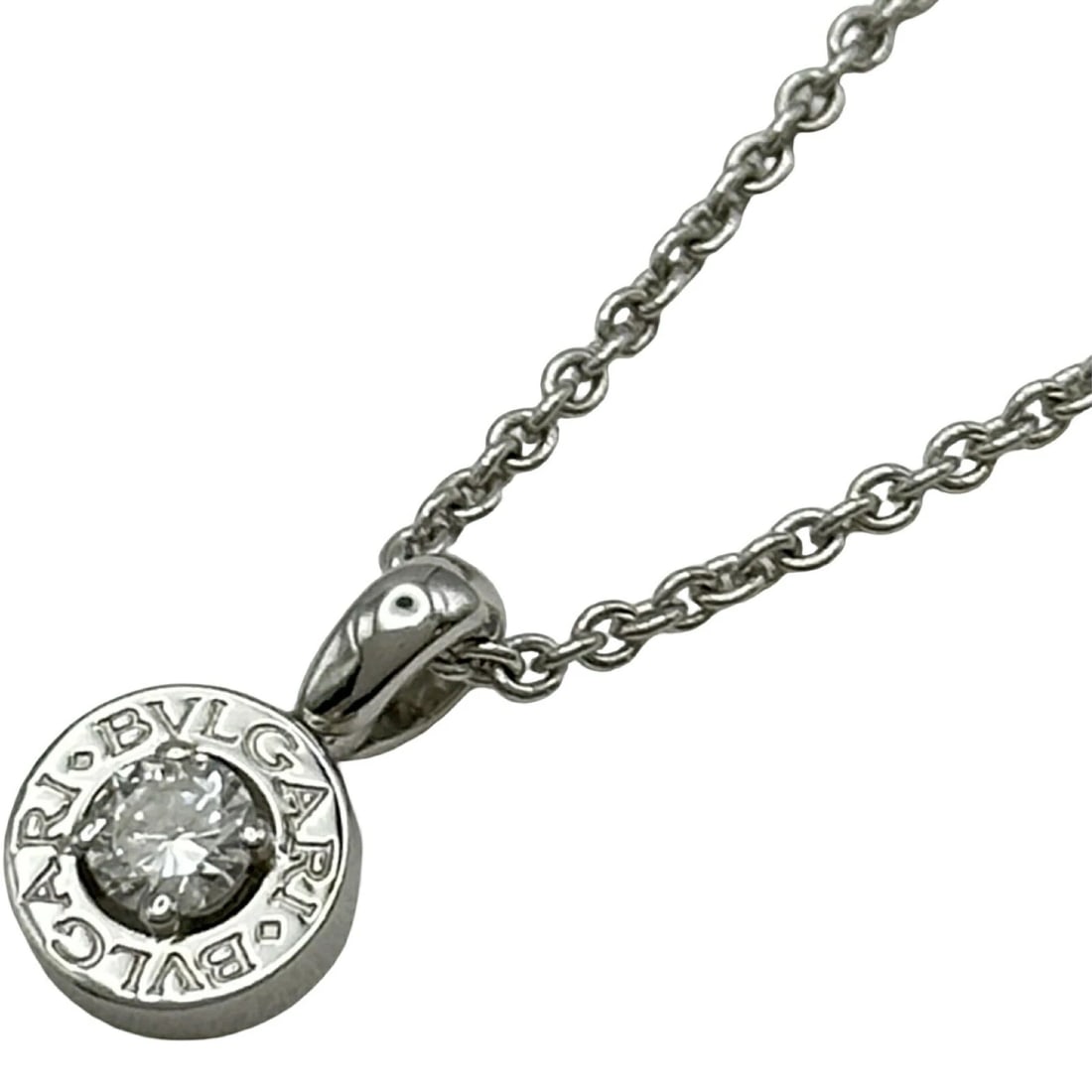 BVLGARI BVLGARI NECKLACE WHITE GOLD 750 DIAMOND JEWELRY: Bvlgari Bvlgari Necklace White Gold 750 Diamond Jewelry Brand: Bvlgari Type/Style: Necklace Material: 18K WG, Color: WG Size: Size Height: approx. 9.1mm Width: approx. 9.1mm Chain length: approx.