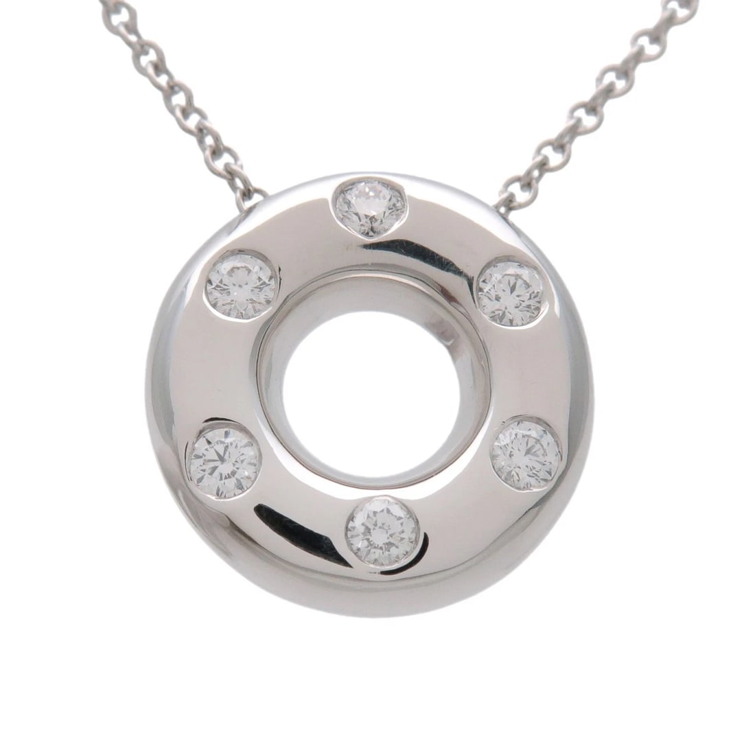 TIFFANY & CO. TIFFANY DOTS CIRCLE DIAMOND NECKLACE: Tiffany & Co. Tiffany Dots Circle Diamond Necklace Brand: Tiffany & Co. Type/Style: Necklace Material: PT950, Color: PT Size: Size: W: 12.5 mm H: 12.5 mm D: 4.3 mm Chain Length (Neck Circumference):