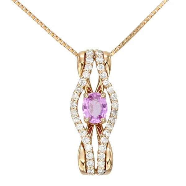 18K PG PINK SAPPHIRE DIAMOND SLIDE CHAIN NECKLACE