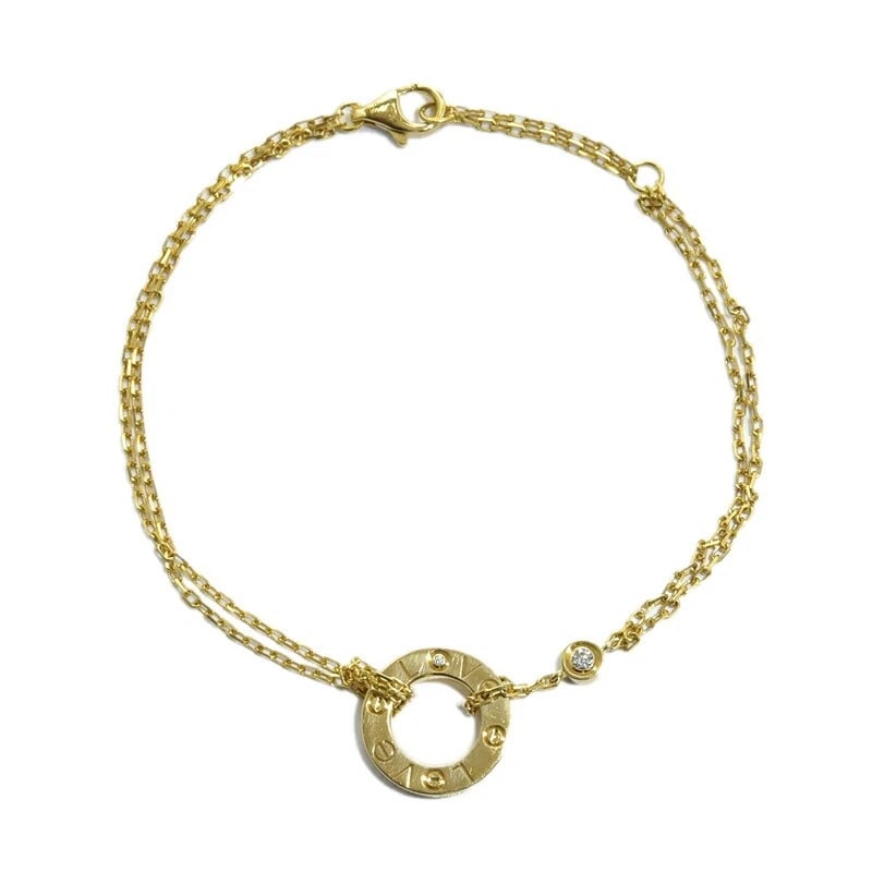 CARTIER CHAIN DIAMONDS LOVE CIRCLE BRACELET 18K YELLOW GOLD: Cartier Chain Diamonds Love Circle Bracelet 18K Yellow Gold Brand: Cartier Type/Style: Bracelet Material: 18K YG, Color: YG Size: Size Inner circumference 17.5cm Chain width 1.2mm x 2 Motif diameter 1