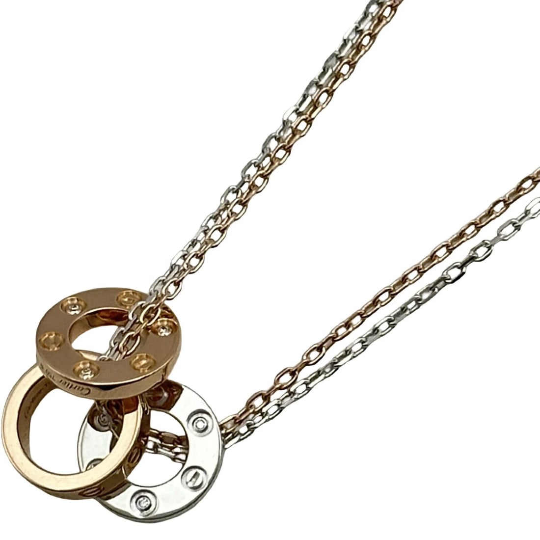 CARTIER LOVE THREE HOOP NECKLACE DIAMOND JEWELRY