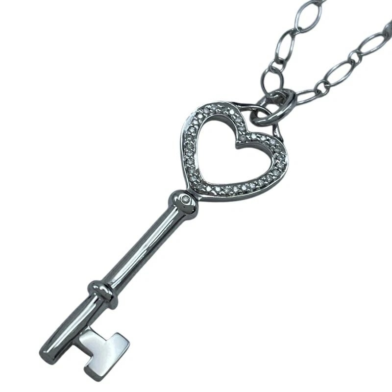 TIFFANY & CO. HEART KEY NECKLACE WHITE GOLD 750/DIAMOND JEWELRY