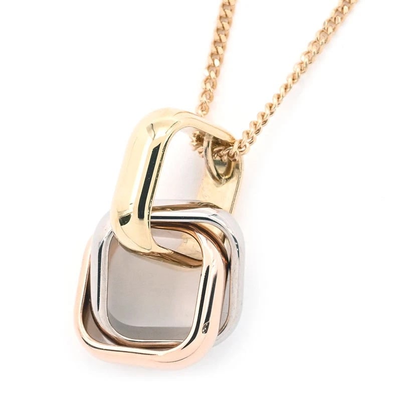CARTIER TRINITY CUSHION PENDANT 18K YG/PG/WG