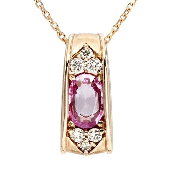 18K PG PINK SAPPHIRE DIAMOND SLIDE CHAIN NECKLACE
