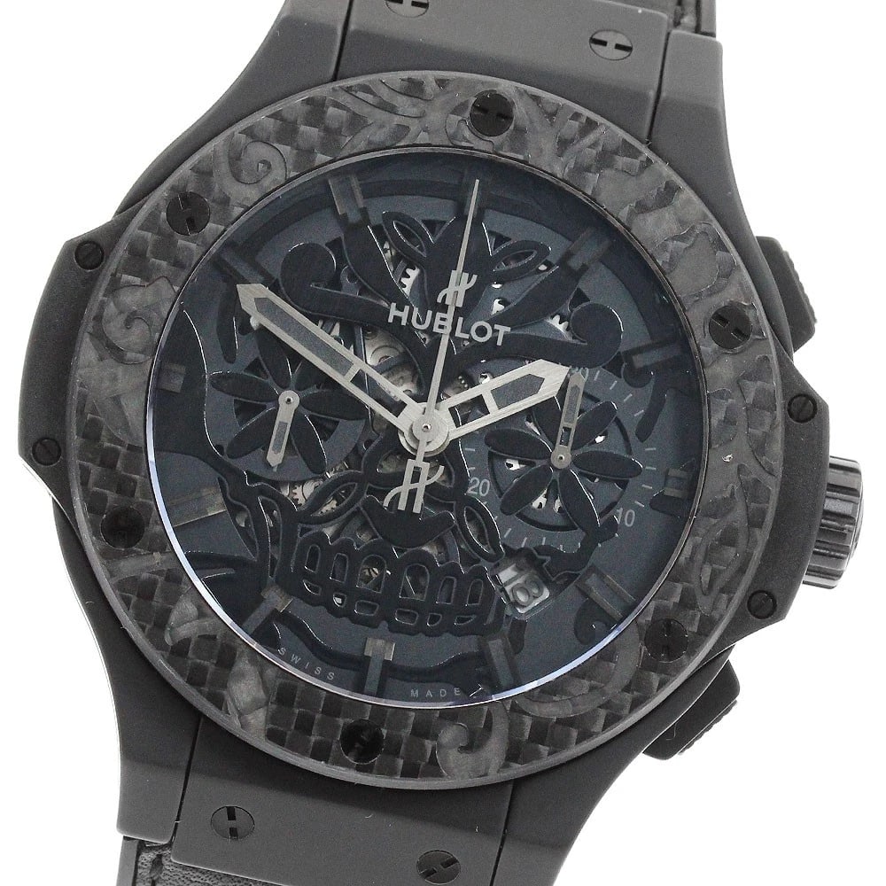 HUBLOT BIG BANG AEROBANG SUGAR SKULL AUTOMATIC WATCH: HUBLOT Big Bang Aerobang Sugar Skull Automatic Watch Brand: HUBLOT Type/Style: Wristwatch Material: Band Material Rubber / leather, Case Material Ceramic/Titanium/Carbon Color: Dial Color black Size: 