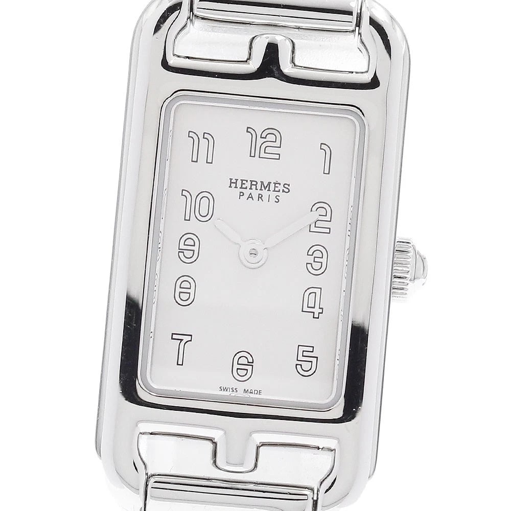 HERMES NANTUCKET SILVER DIAL QUARTZ WATCH: HERMES Nantucket Silver Dial Quartz Watch Brand: HERMES Type/Style: Wristwatch Material: Band Material Stainless Steel, Case Material Stainless Steel Color: Dial Color Silver Size: Case Size About17mm