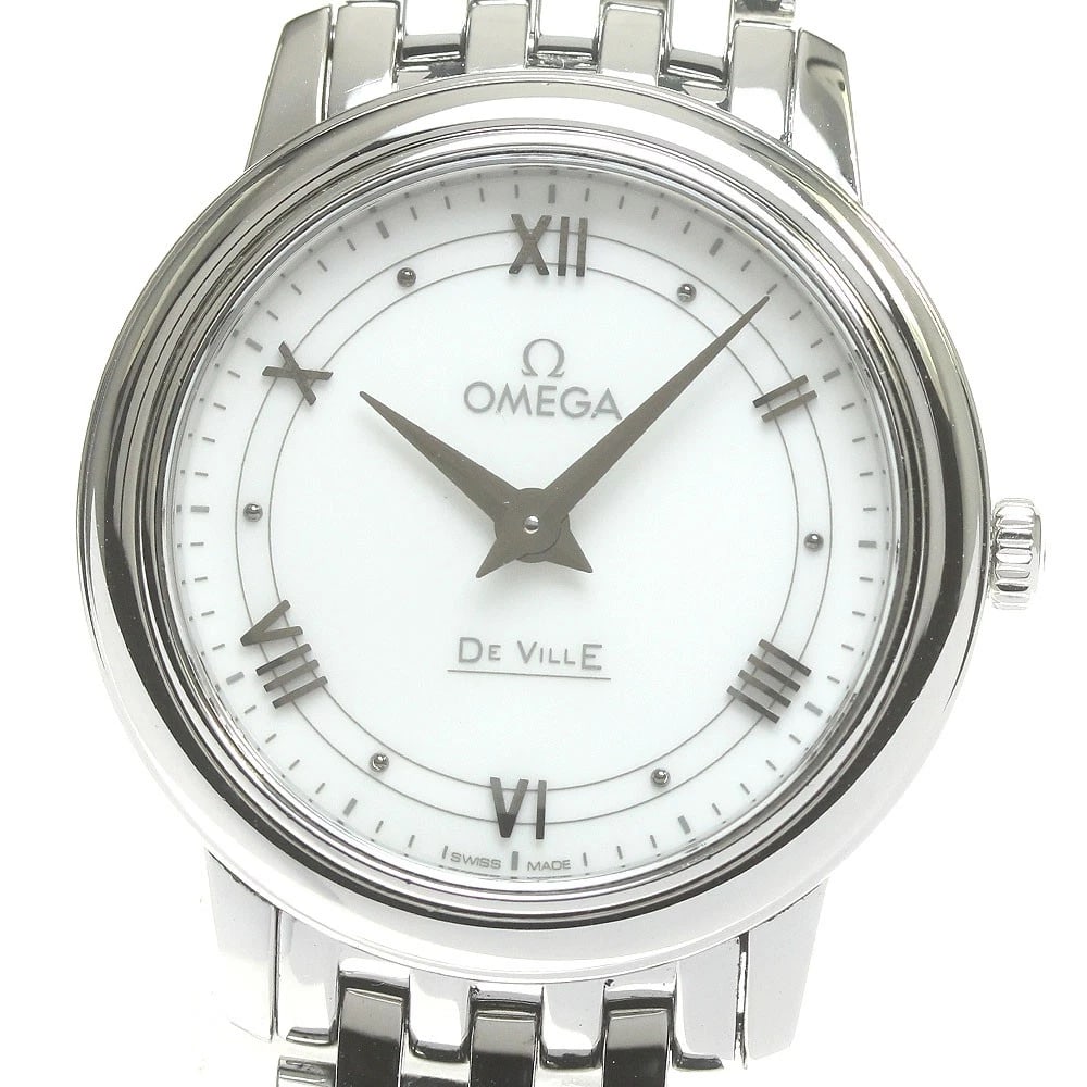 OMEGA DE VILLE PRESTIGE QUARTZ WATCH: OMEGA De Ville Prestige Quartz Watch Brand: OMEGA Type/Style: Wristwatch Material: Band Material Stainless Steel, Case Material Stainless Steel Color: Dial Color white Size: Case Size About27mm (1.1in