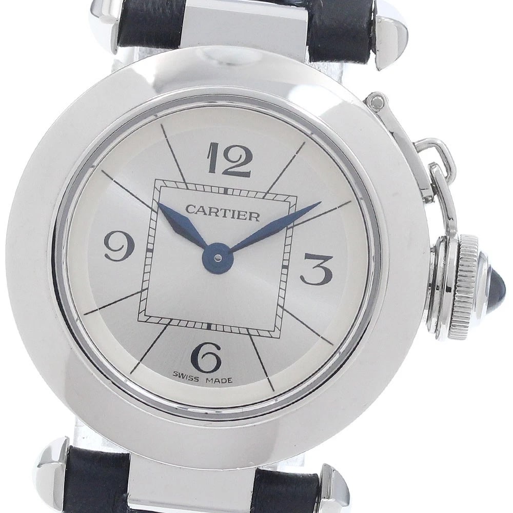 CARTIER MISPACHA SILVER DIAL QUARTZ WATCH: CARTIER Mispacha Silver Dial Quartz Watch Brand: CARTIER Type/Style: Wristwatch Material: Band Material leather, Case Material Stainless Steel Color: Dial Color Silver Size: Case Size About27mm