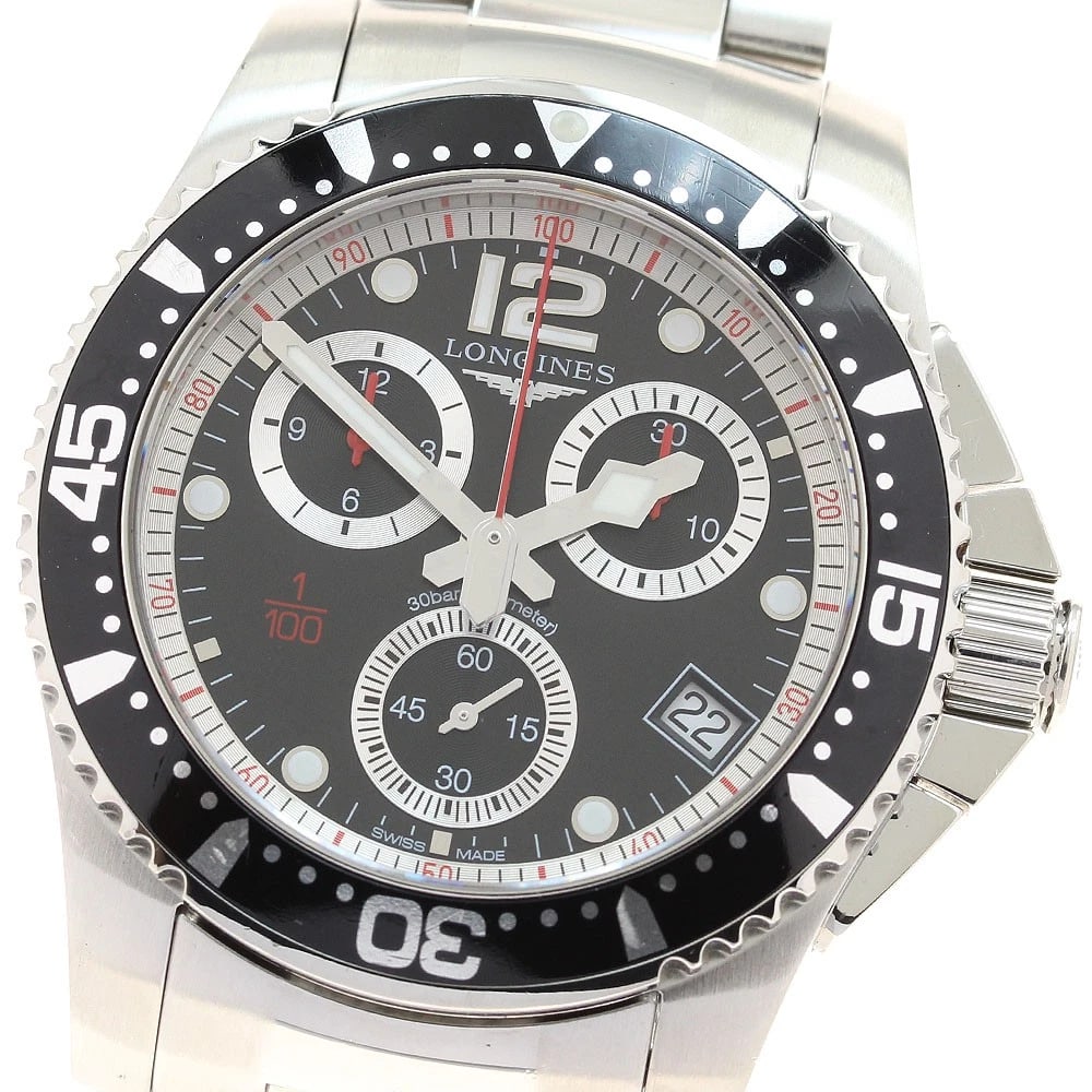 LONGINES HYDRO CONQUEST CHRONOGRAPH BLACK DIAL QUARTZ WATCH: LONGINES Hydro Conquest Chronograph black Dial Quartz Watch Brand: LONGINES Type/Style: Wristwatch Material: Band Material Stainless Steel, Case Material Stainless Steel Color: Dial Color black Size: