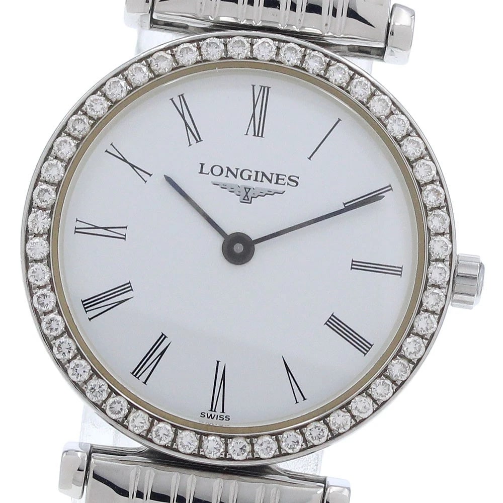 LONGINES GRAND CLASSIC DIAMOND BEZEL WHITE DIAL QUARTZ WATCH: LONGINES Grand classic Diamond Bezel white Dial Quartz Watch Brand: LONGINES Type/Style: Wristwatch Material: Band Material Stainless Steel, Case Material Stainless Steel Color: Dial Color white