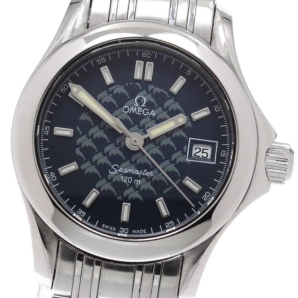 OMEGA SEAMASTER JACQUES MAYOL QUARTZ WATCH: OMEGA Seamaster Jacques Mayol Quartz Watch Brand: OMEGA Type/Style: Wristwatch Material: Band Material Stainless Steel, Case Material Stainless Steel Color: Dial Color blue Size: Case Size About27mm (