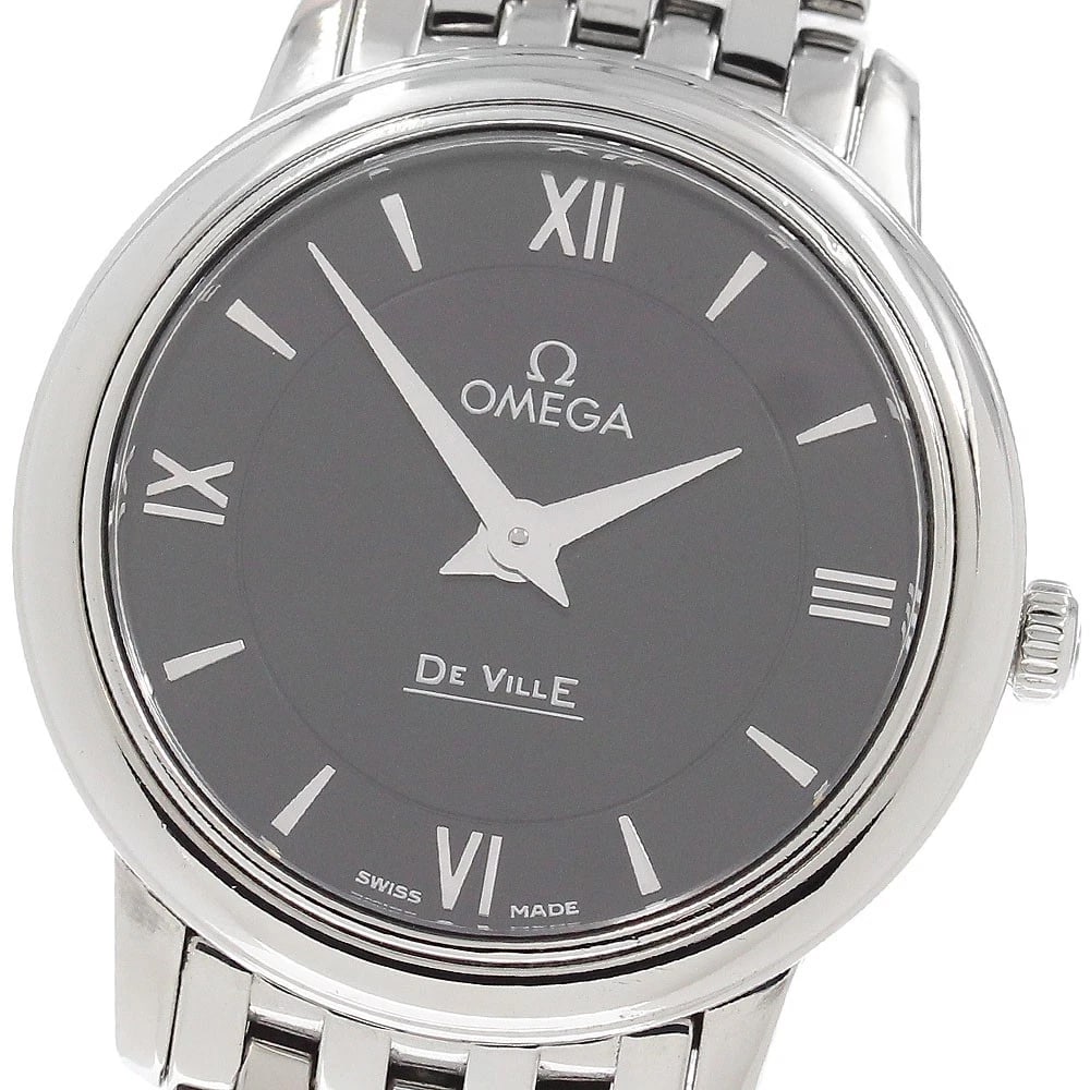 OMEGA DE VILLE PRESTIGE QUARTZ WATCH: OMEGA De Ville Prestige Quartz Watch Brand: OMEGA Type/Style: Wristwatch Material: Band Material Stainless Steel, Case Material Stainless Steel Color: Dial Color black Size: Case Size About27mm (1.1in