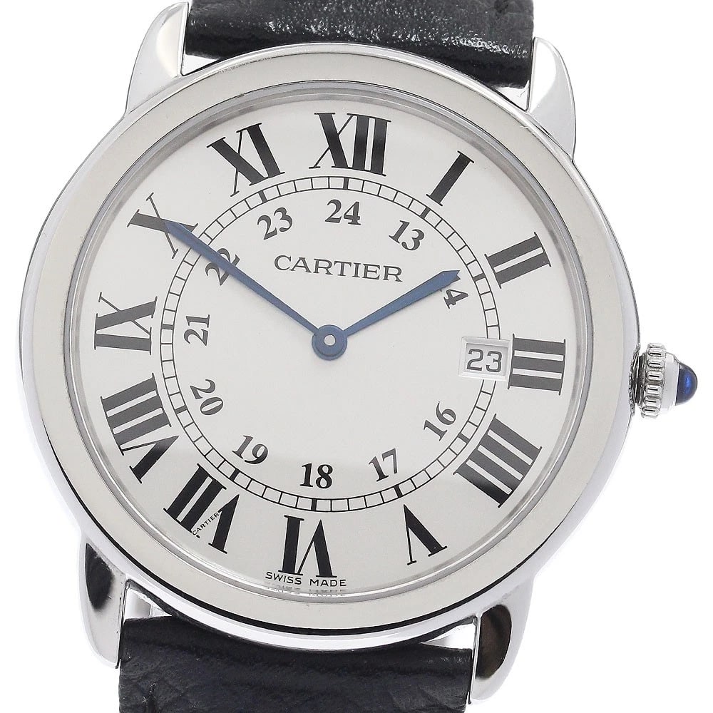 CARTIER RONDE SOLO DE CARTIER DATE SILVER DIAL QUARTZ WATCH: CARTIER Ronde Solo de Cartier Date Silver Dial Quartz Watch Brand: CARTIER Type/Style: Wristwatch Material: Band Material leather, Case Material Stainless Steel Color: Dial Color Silver Size: Case