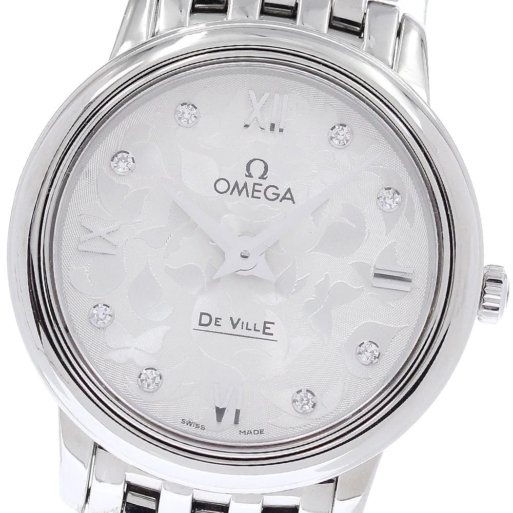 OMEGA DE VILLE PRESTIGE BUTTERFLY QUARTZ WATCH: OMEGA De Ville Prestige Butterfly Quartz Watch Brand: OMEGA Type/Style: Wristwatch Material: Band Material Stainless Steel, Case Material Stainless Steel Color: Dial Color Silver Size: Case Size