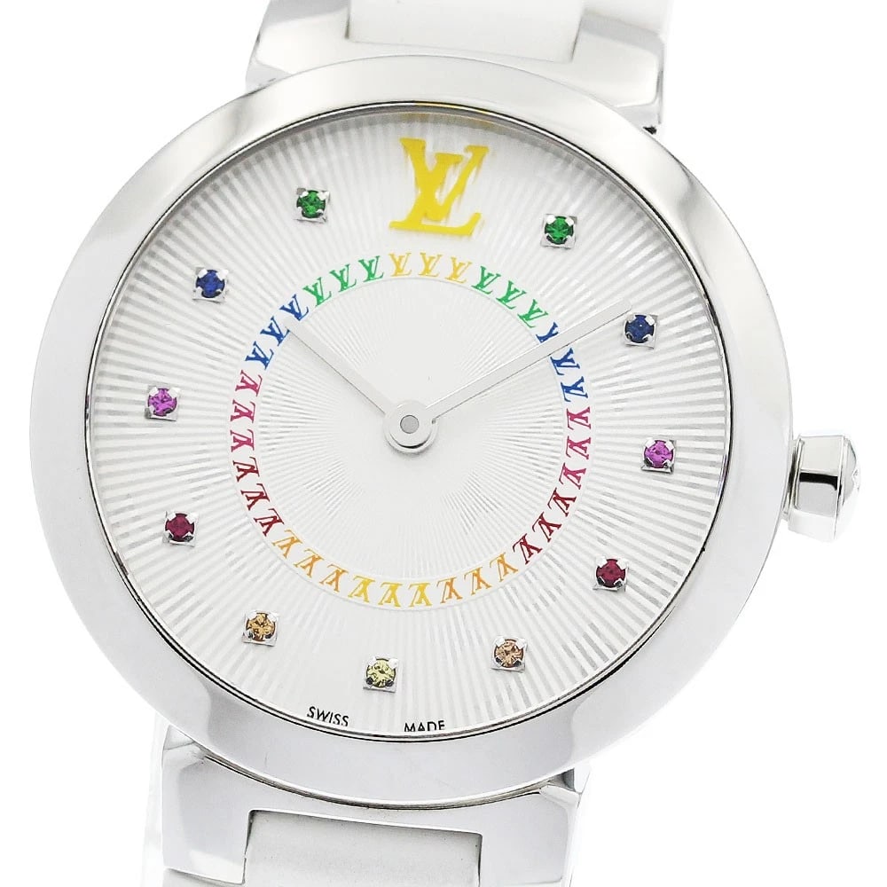 LOUIS VUITTON TAMBOUR SLIM PM WHITE DIAL QUARTZ WATCH: LOUIS VUITTON Tambour Slim PM white Dial Quartz Watch Brand: LOUIS VUITTON Type/Style: Wristwatch Material: Band Material rubber, Case Material Stainless Steel Color: Dial Color white Size: Case Size