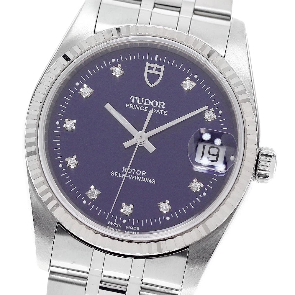 TUDOR PRINCE DATE DIAMOND WG BEZEL NAVY DIAL AUTOMATIC WATCH: TUDOR Prince Date Diamond WG Bezel Navy Dial Automatic Watch Brand: TUDOR Type/Style: Wristwatch Material: Band Material Stainless Steel, Case Material Stainless Steel/WG Color: Dial Color Navy Size: