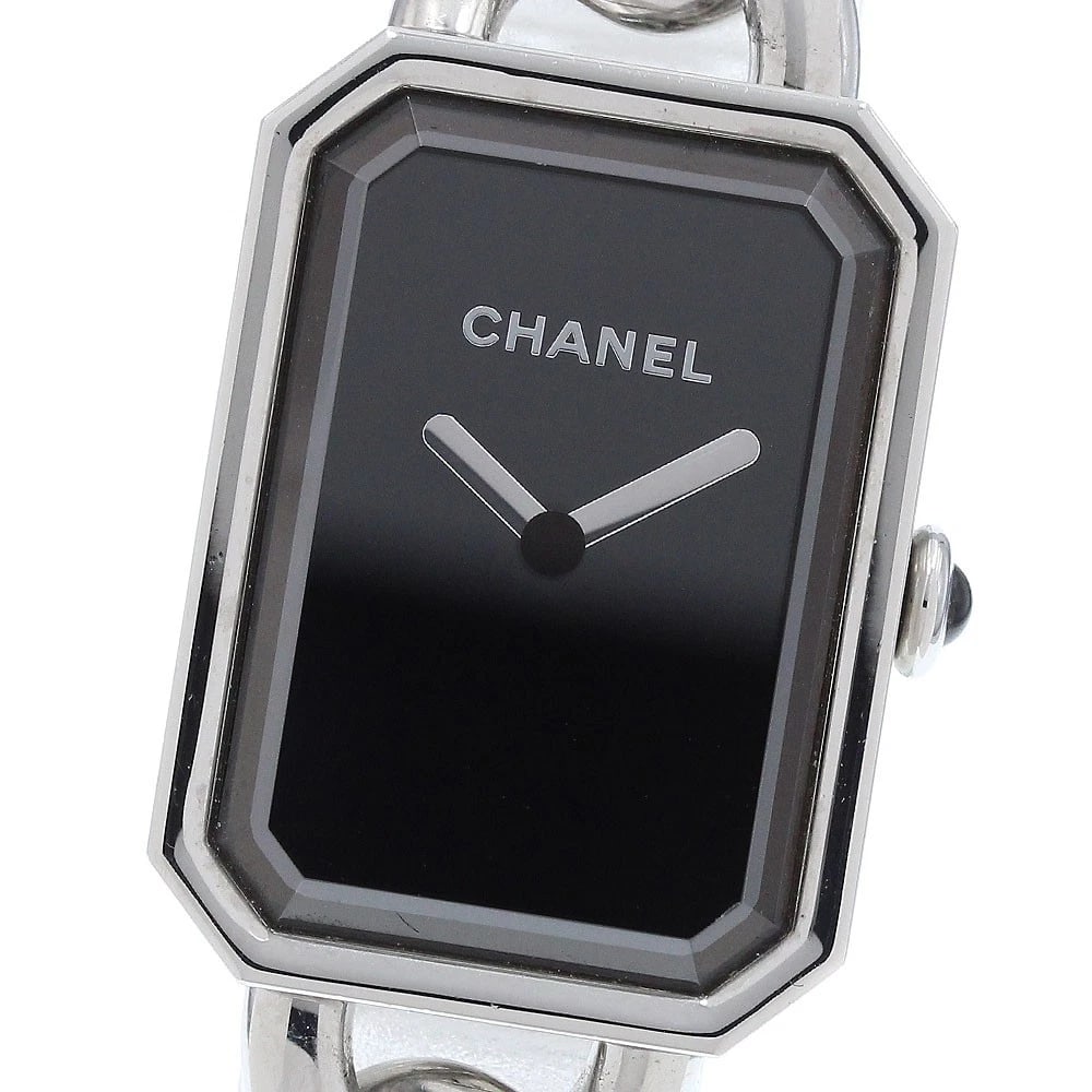 CHANEL PREMIERE BLACK DIAL QUARTZ WATCH: CHANEL Premiere black Dial Quartz Watch Brand: CHANEL Type/Style: Wristwatch Material: Band Material Stainless Steel, Case Material Stainless Steel Color: Dial Color black Size: Case Size About20mm