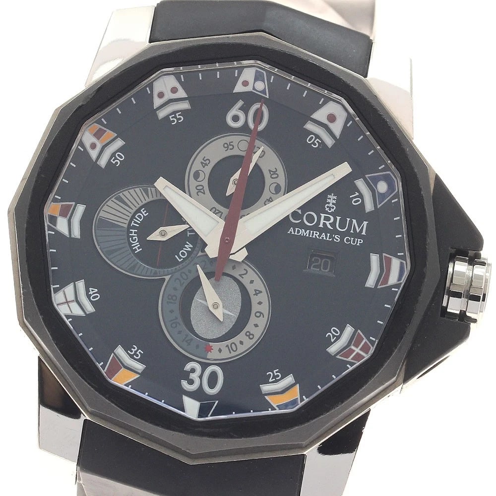 CORUM ADMIRALS CUP MARE BLACK DIAL AUTOMATIC WATCH: CORUM Admirals Cup Mare black Dial Automatic Watch Brand: CORUM Type/Style: Wristwatch Material: Band Material rubber, Case Material Titanium / rubber Color: Dial Color black Size: About 48mm (1.9inch