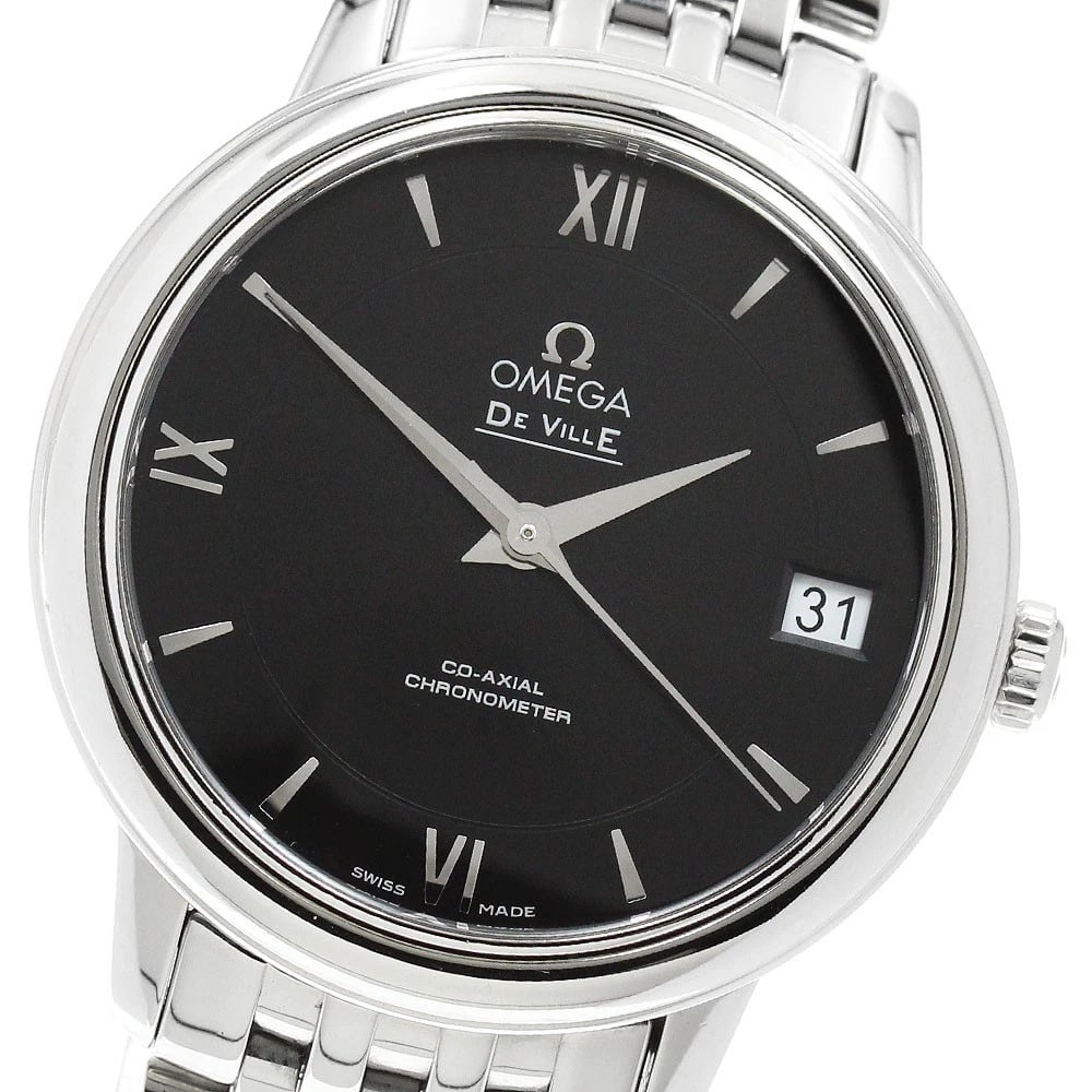 OMEGA DE VILLE PRESTIGE COAXIAL AUTOMATIC WATCH: OMEGA De Ville Prestige Coaxial Automatic Watch Brand: OMEGA Type/Style: Wristwatch Material: Band Material Stainless Steel, Case Material Stainless Steel Color: Dial Color black Size: About 33mm