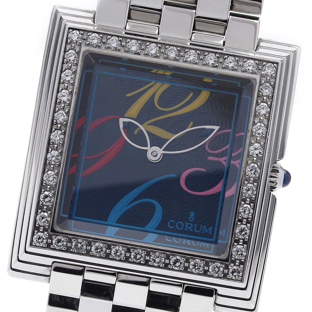 CORUM PYRAMID DIAMOND BEZEL BLACK DIAL QUARTZ WATCH: CORUM pyramid Diamond Bezel black Dial Quartz Watch Brand: CORUM Type/Style: Wristwatch Material: Band Material Stainless Steel, Case Material Stainless Steel Color: Dial Color black Size: About 31mm