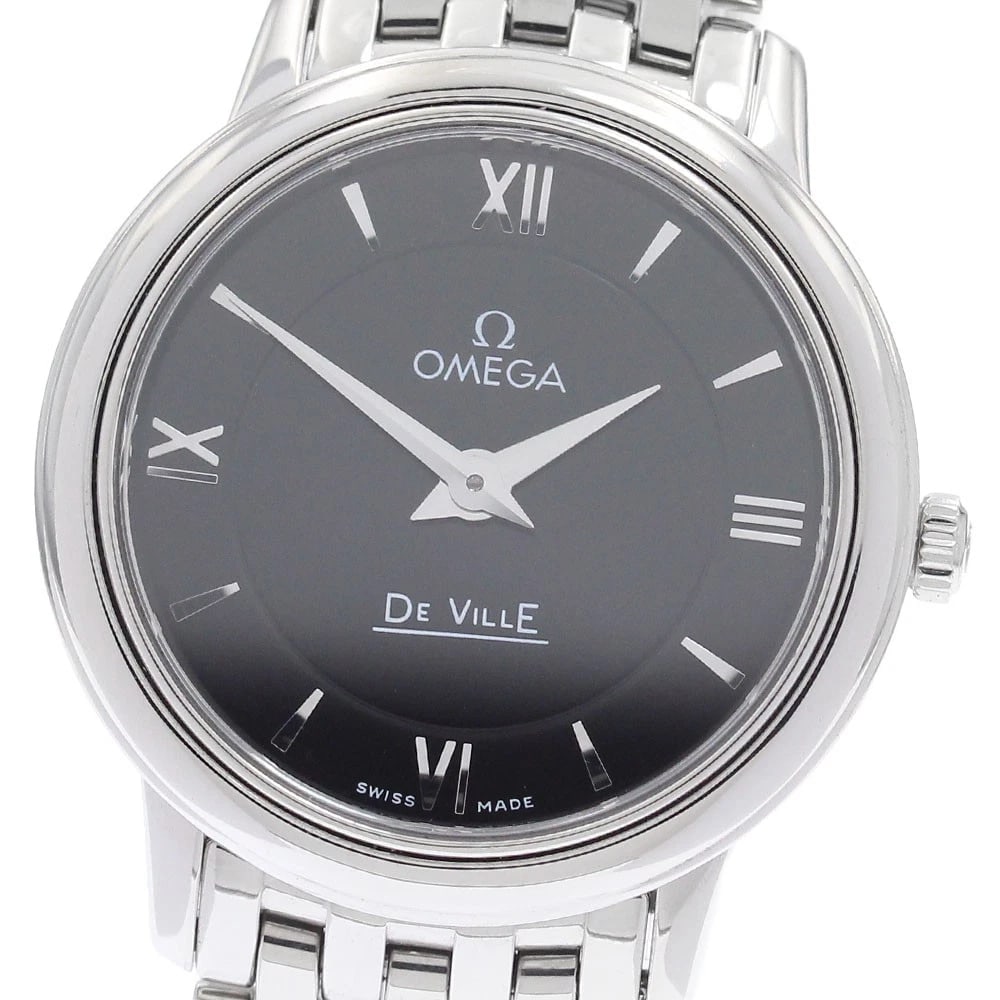 OMEGA DE VILLE PRESTIGE QUARTZ WATCH: OMEGA De Ville Prestige Quartz Watch Brand: OMEGA Type/Style: Wristwatch Material: Band Material Stainless Steel, Case Material Stainless Steel Color: Dial Color black Size: About 27mm (1.1inch) (not