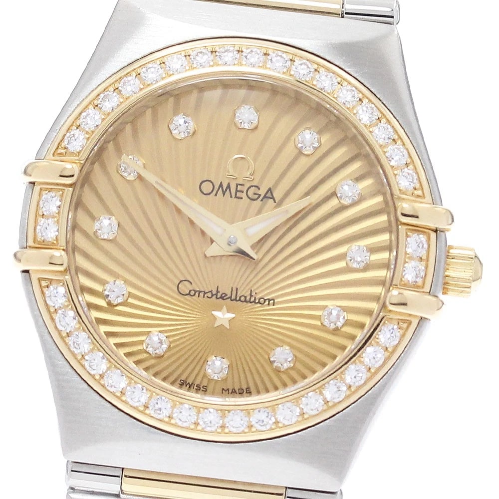 OMEGA CONSTELLATION MINI WATCH: OMEGA Constellation Mini Watch Brand: OMEGA Type/Style: Wristwatch Material: Band Material Stainless Steel/YG, Case Material Stainless Steel/YG Color: Dial Color gold Size: Case Size About26mm