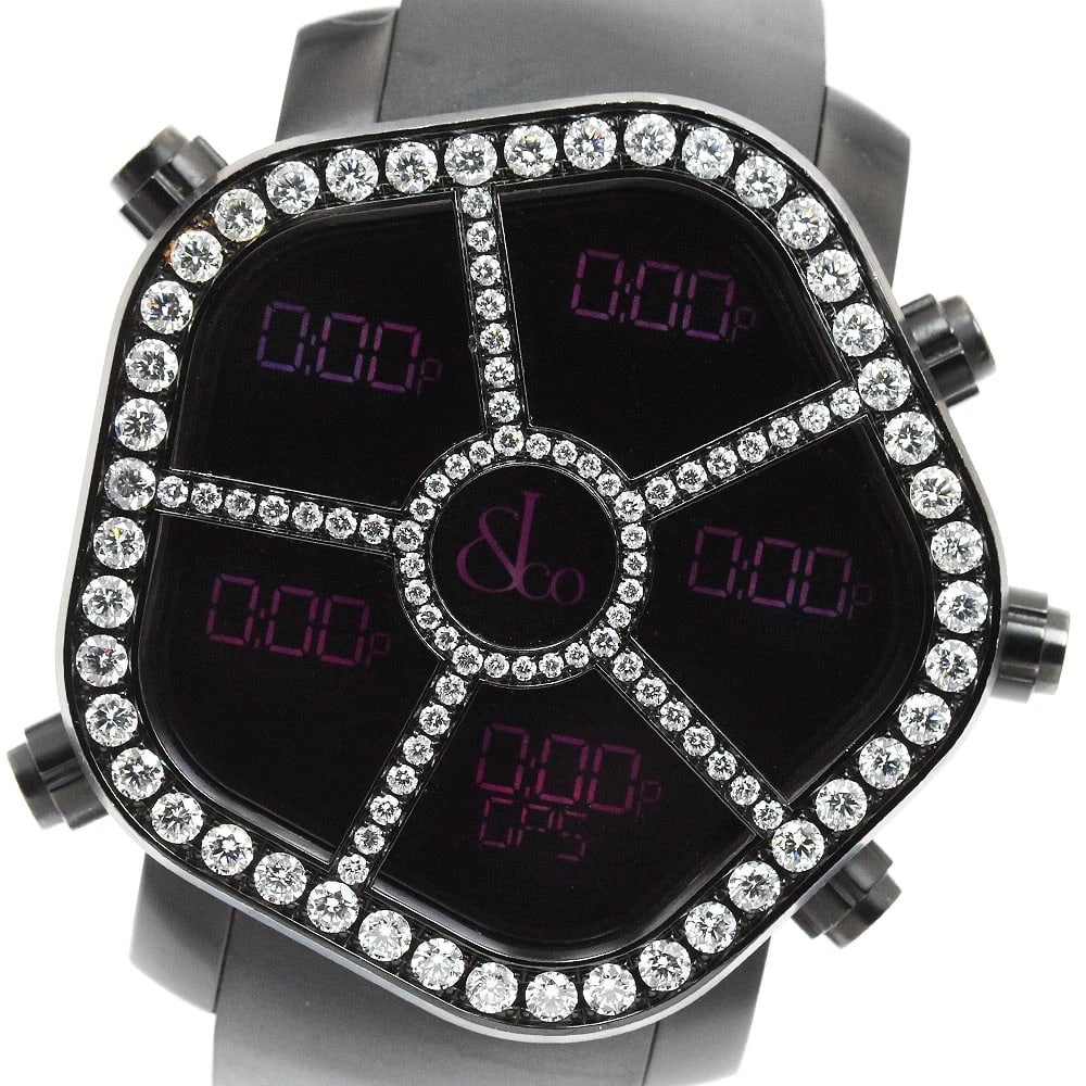 JACOB&CO GHOST DIGITAL TIME ZONE DIAMOND BEZEL WATCH: JACOB&CO ghost Digital Time Zone Diamond Bezel Watch Brand: JACOB&CO Type/Style: Wristwatch Material: Band Material rubber, Case Material Stainless Steel Color: Dial Color black Size: Case Size About4