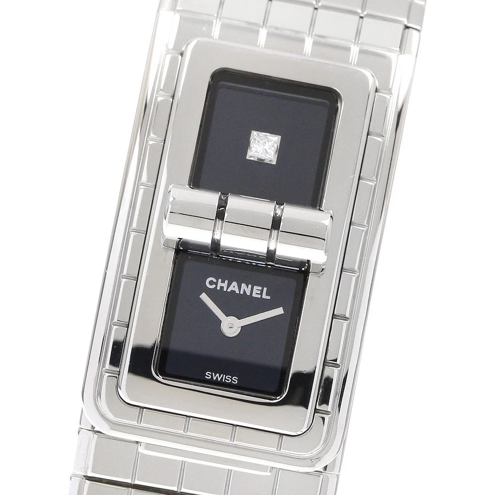 CHANEL CODE COCO DIAMOND BLACK DIAL QUARTZ WATCH: CHANEL Code Coco diamond black Dial Quartz Watch Brand: CHANEL Type/Style: Wristwatch Material: Band Material Stainless Steel, Case Material Stainless Steel Color: Dial Color black Size: Case Size Abo